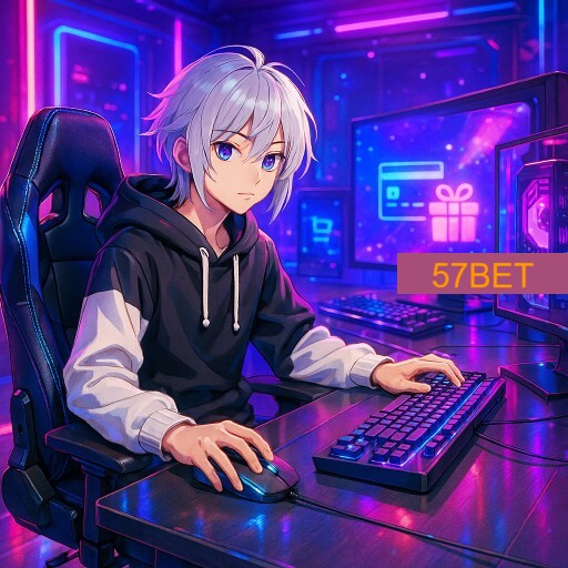 Imagem promocional da 57BET mostrando a plataforma e suas vantagens