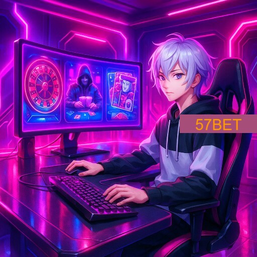 Imagem promocional da 57BET mostrando a plataforma e suas vantagens